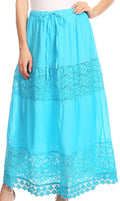 Sakkas Franchesca Boho Lace Skirt with Elastic Waistband#color_Turquoise