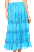 Sakkas Geneva Cotton Eyelet Skirt with Elastic Waistband#color_Turquoise