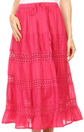 Sakkas Geneva Cotton Eyelet Skirt with Elastic Waistband#color_Fuchsia