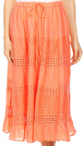 Sakkas Geneva Cotton Eyelet Skirt with Elastic Waistband#color_Salmon