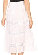 Sakkas Geneva Cotton Eyelet Skirt with Elastic Waistband