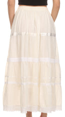 Sakkas Solid Embroidered Gypsy / Bohemian Full / Maxi / Long Cotton Skirt