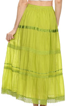 Sakkas Solid Embroidered Gypsy / Bohemian Full / Maxi / Long Cotton Skirt