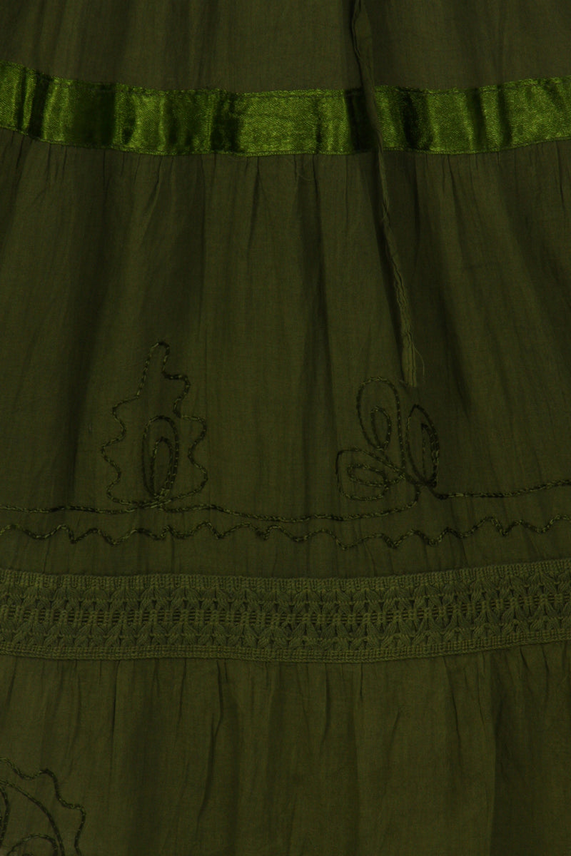 Sakkas Solid Embroidered Gypsy / Bohemian Full / Maxi / Long Cotton Skirt