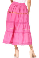 Sakkas Solid Embroidered Gypsy / Bohemian Full / Maxi / Long Cotton Skirt