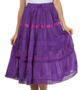 Sakkas Solid Embroidered Gypsy / Bohemian Mid Length Cotton Skirt#color_Purple