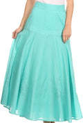 Sakkas Harriet Long Tall Adjustable Embroidered Wrap Around Skirt With Waist Tie#color_Aqua