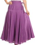 Sakkas Harriet Long Tall Adjustable Embroidered Wrap Around Skirt With Waist Tie#color_Purple