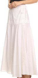 Sakkas Harriet Long Tall Adjustable Embroidered Wrap Around Skirt With Waist Tie