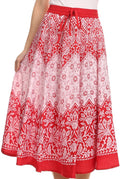 Sakkas Denia Circle Skirt With Floral Printed Designs And Adjustable Waistband#color_Design-1Red/White