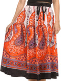 Sakkas Denia Circle Skirt With Floral Printed Designs And Adjustable Waistband#color_Design-2Orange/Purple