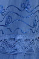 Sakkas Solid Embroidered Crochet Lace Trim Gypsy Bohemian Mid Length Cotton Skirt