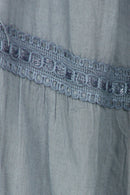 Sakkas Solid Embroidered Crochet Lace Trim Gypsy Bohemian Mid Length Cotton Skirt