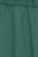 Sakkas Solid Embroidered Crochet Lace Trim Gypsy Bohemian Mid Length Cotton Skirt