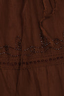 Sakkas Solid Embroidered Crochet Lace Trim Gypsy Bohemian Mid Length Cotton Skirt