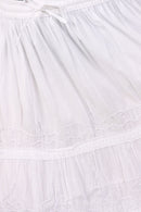 Sakkas Solid Embroidered Crochet Lace Trim Gypsy Bohemian Mid Length Cotton Skirt