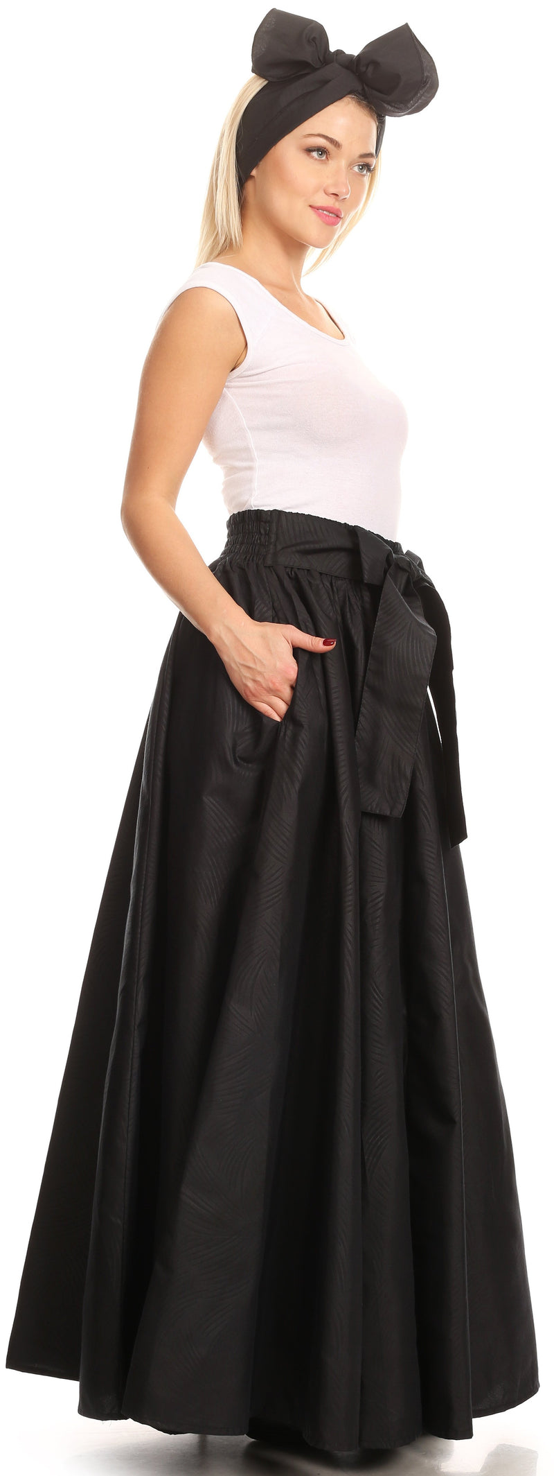 Sakkas Sauda Maxi Long Full Circle Wax Cotton Skirt Casual Gorgeous Basic Boho