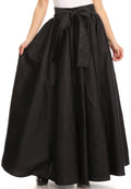 Sakkas Sauda Maxi Long Full Circle Wax Cotton Skirt Casual Gorgeous Basic Boho#color_Black