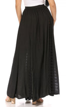 Sakkas Sarita Women's Casual Boho Maxi Floral Long Elastic Waist Skirt Slim