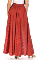 Sakkas Sarita Women's Casual Boho Maxi Floral Long Elastic Waist Skirt Slim