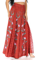 Sakkas Sarita Women's Casual Boho Maxi Floral Long Elastic Waist Skirt Slim