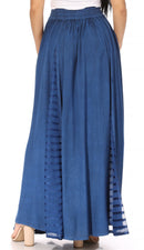 Sakkas Sarita Women's Casual Boho Maxi Floral Long Elastic Waist Skirt Slim