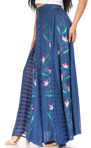 Sakkas Sarita Women's Casual Boho Maxi Floral Long Elastic Waist Skirt Slim