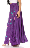 Sakkas Sarita Women's Casual Boho Maxi Floral Long Elastic Waist Skirt Slim