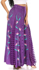 Sakkas Sarita Women's Casual Boho Maxi Floral Long Elastic Waist Skirt Slim