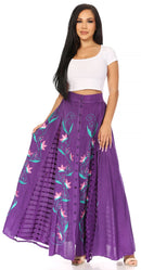 Sakkas Sarita Women's Casual Boho Maxi Floral Long Elastic Waist Skirt Slim