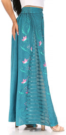 Sakkas Sarita Women's Casual Boho Maxi Floral Long Elastic Waist Skirt Slim