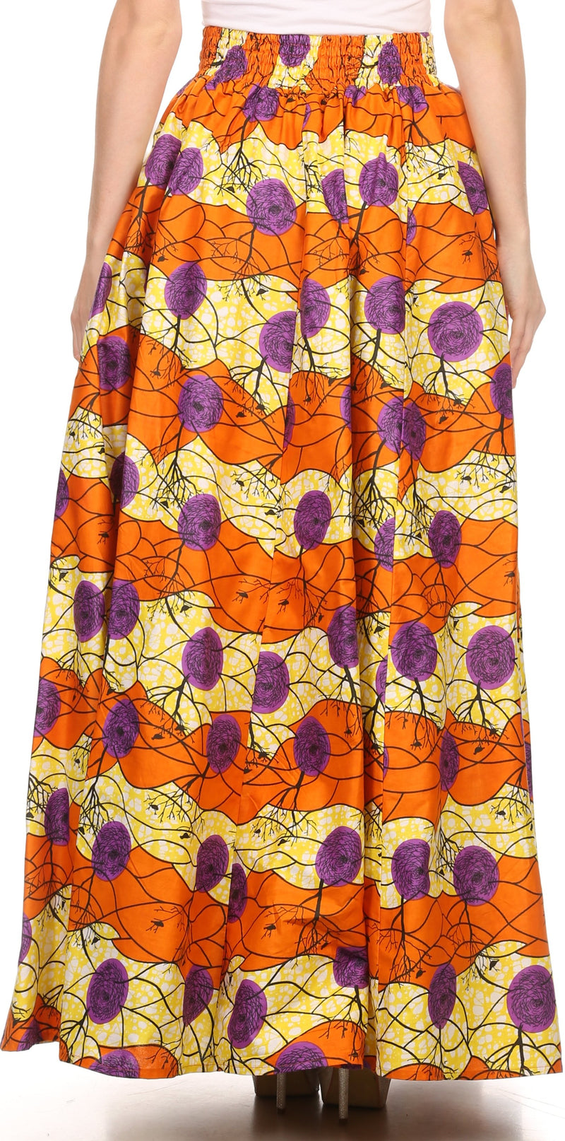 Sakkas Kelela Unique Designs Wax Print Adjustable Waist Long Tall Skirt
