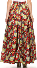 Sakkas Kelela Unique Designs Wax Print Adjustable Waist Long Tall Skirt
