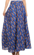 Sakkas Garan Long Opaque Fully Adjustable Printed Skirt Wrap Around Without Slit#color_Blue/MaroonPrint