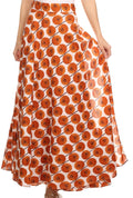 Sakkas Garan Long Opaque Fully Adjustable Printed Skirt Wrap Around Without Slit#color_ Brown / Dot Print