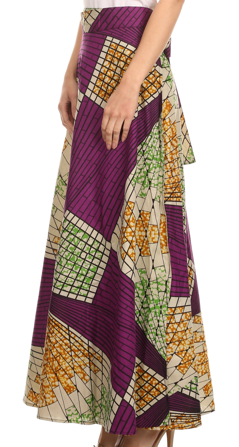 Sakkas Garan Long Opaque Fully Adjustable Printed Skirt Wrap Around Without Slit