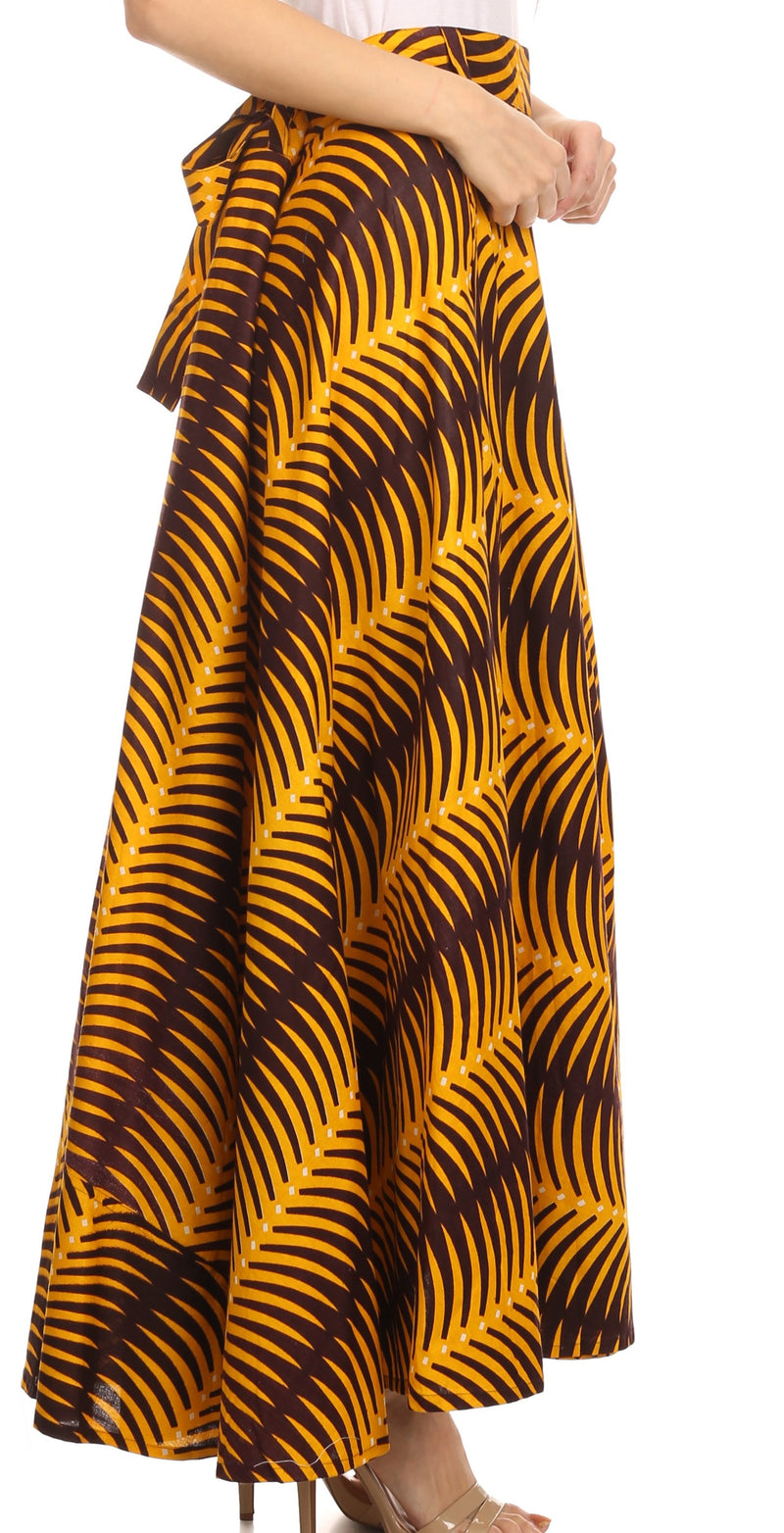 Sakkas Garan Long Opaque Fully Adjustable Printed Skirt Wrap Around Without Slit