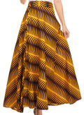 Sakkas Garan Long Opaque Fully Adjustable Printed Skirt Wrap Around Without Slit#color_Yellow/BrownPrint