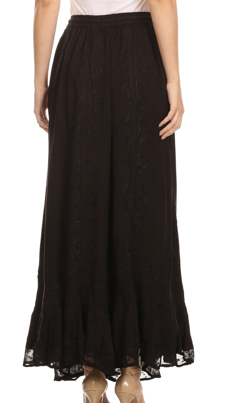 Sakkas Wren Lightweight Circle Poncho Top Blouse With Detailed Embroidery