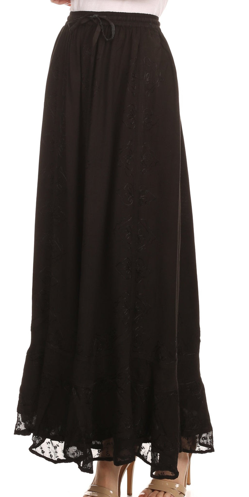 Sakkas Wren Lightweight Circle Poncho Top Blouse With Detailed Embroidery