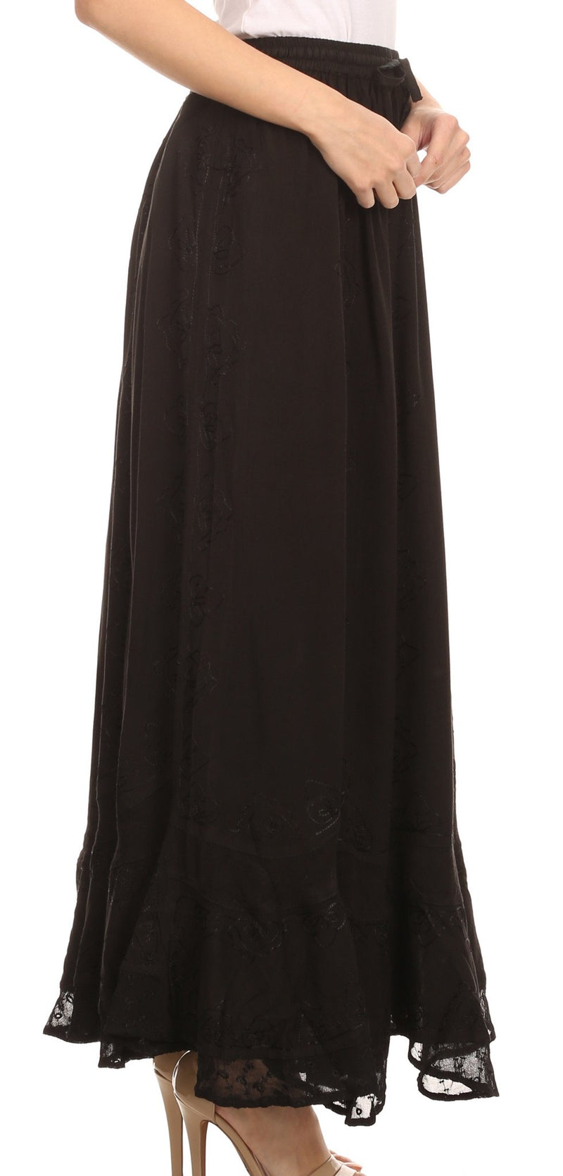 Sakkas Wren Lightweight Circle Poncho Top Blouse With Detailed Embroidery