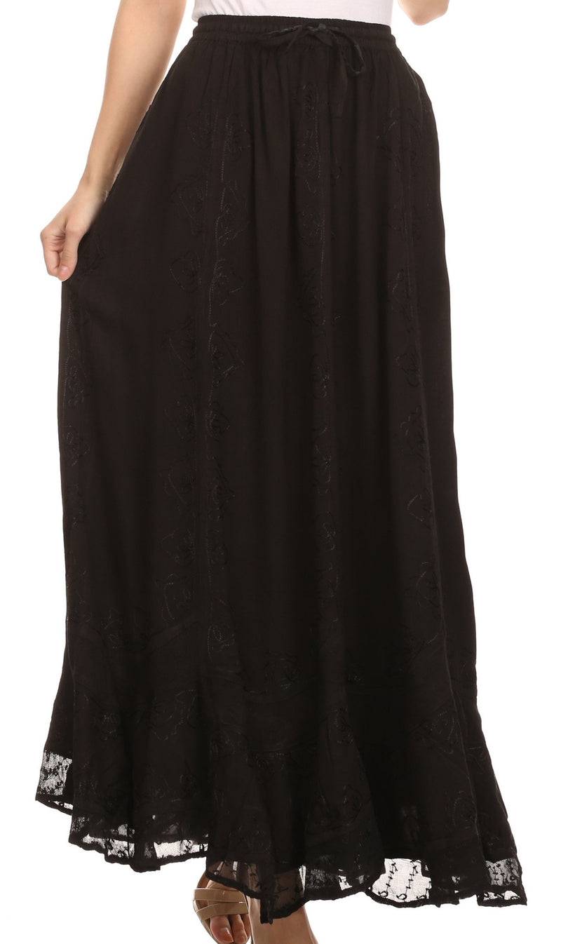 Sakkas Wren Lightweight Circle Poncho Top Blouse With Detailed Embroidery