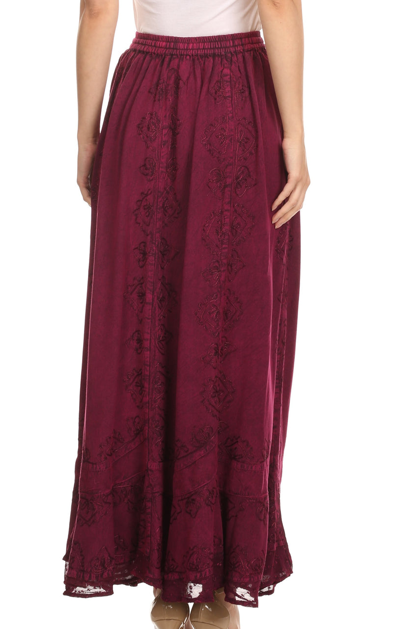 Sakkas Wren Lightweight Circle Poncho Top Blouse With Detailed Embroidery