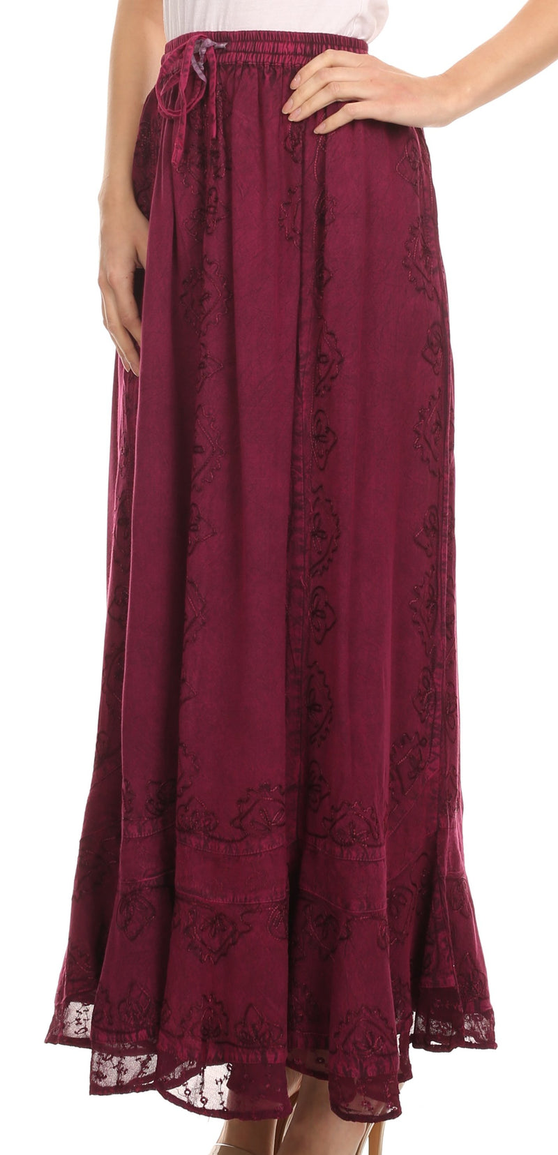Sakkas Wren Lightweight Circle Poncho Top Blouse With Detailed Embroidery