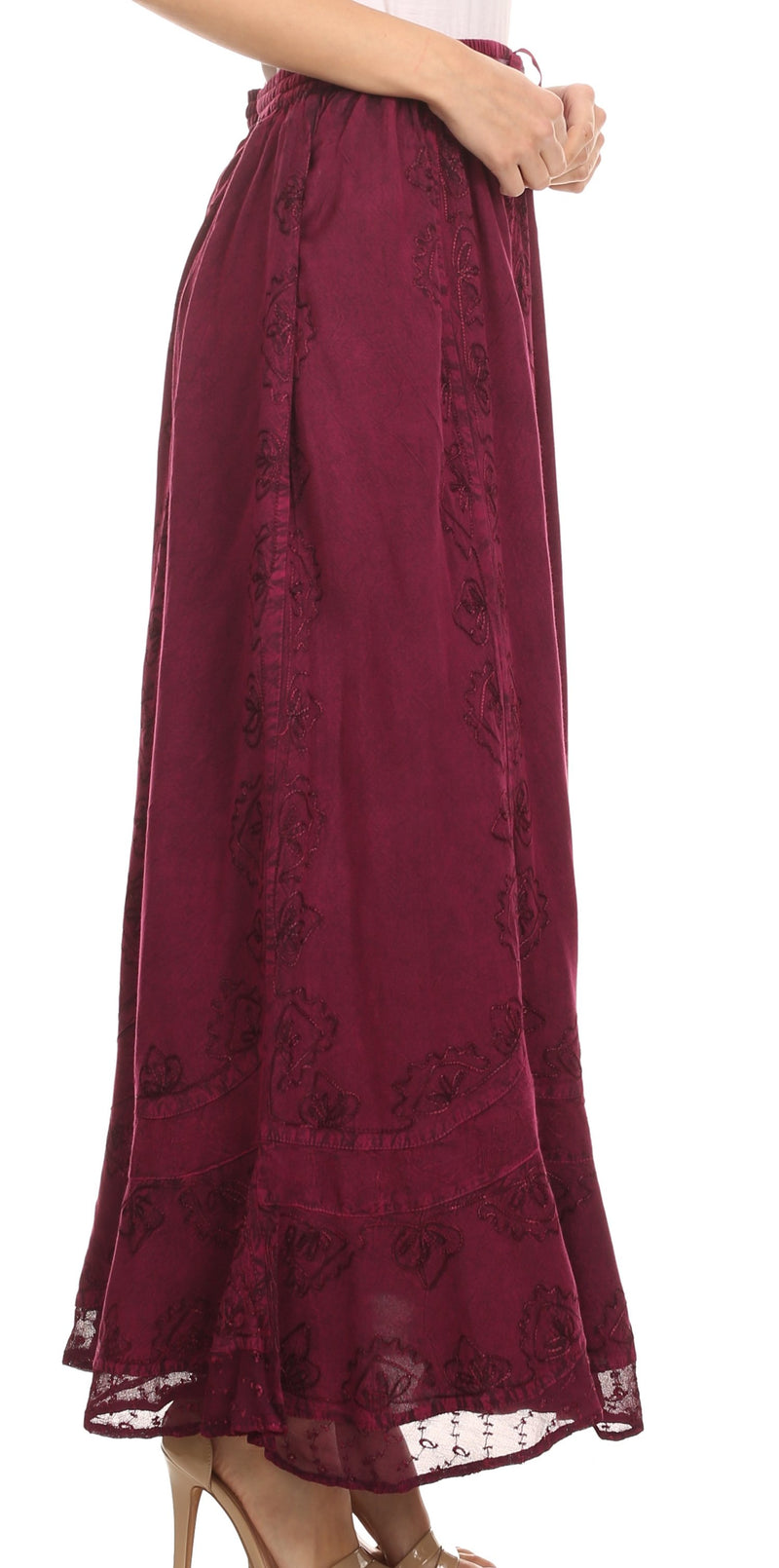 Sakkas Wren Lightweight Circle Poncho Top Blouse With Detailed Embroidery