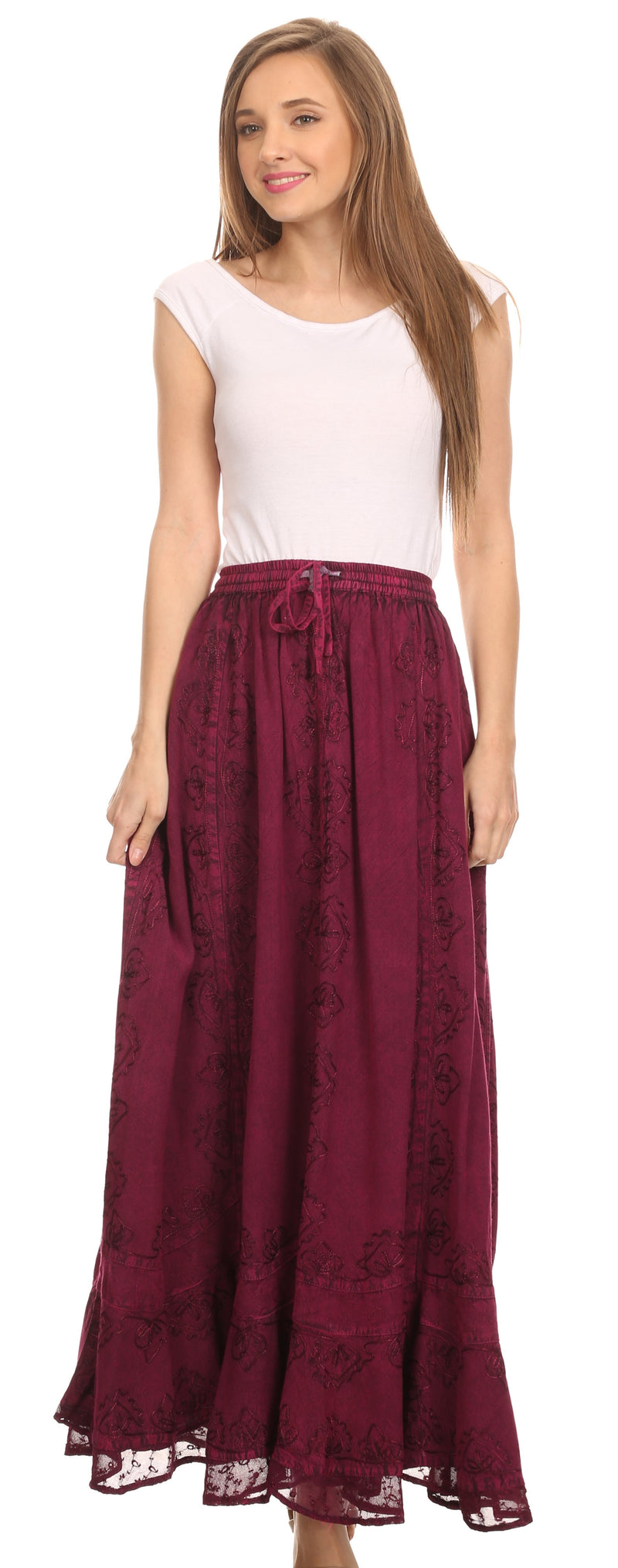 Sakkas Wren Lightweight Circle Poncho Top Blouse With Detailed Embroidery
