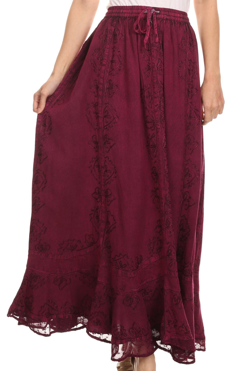 Sakkas Wren Lightweight Circle Poncho Top Blouse With Detailed Embroidery
