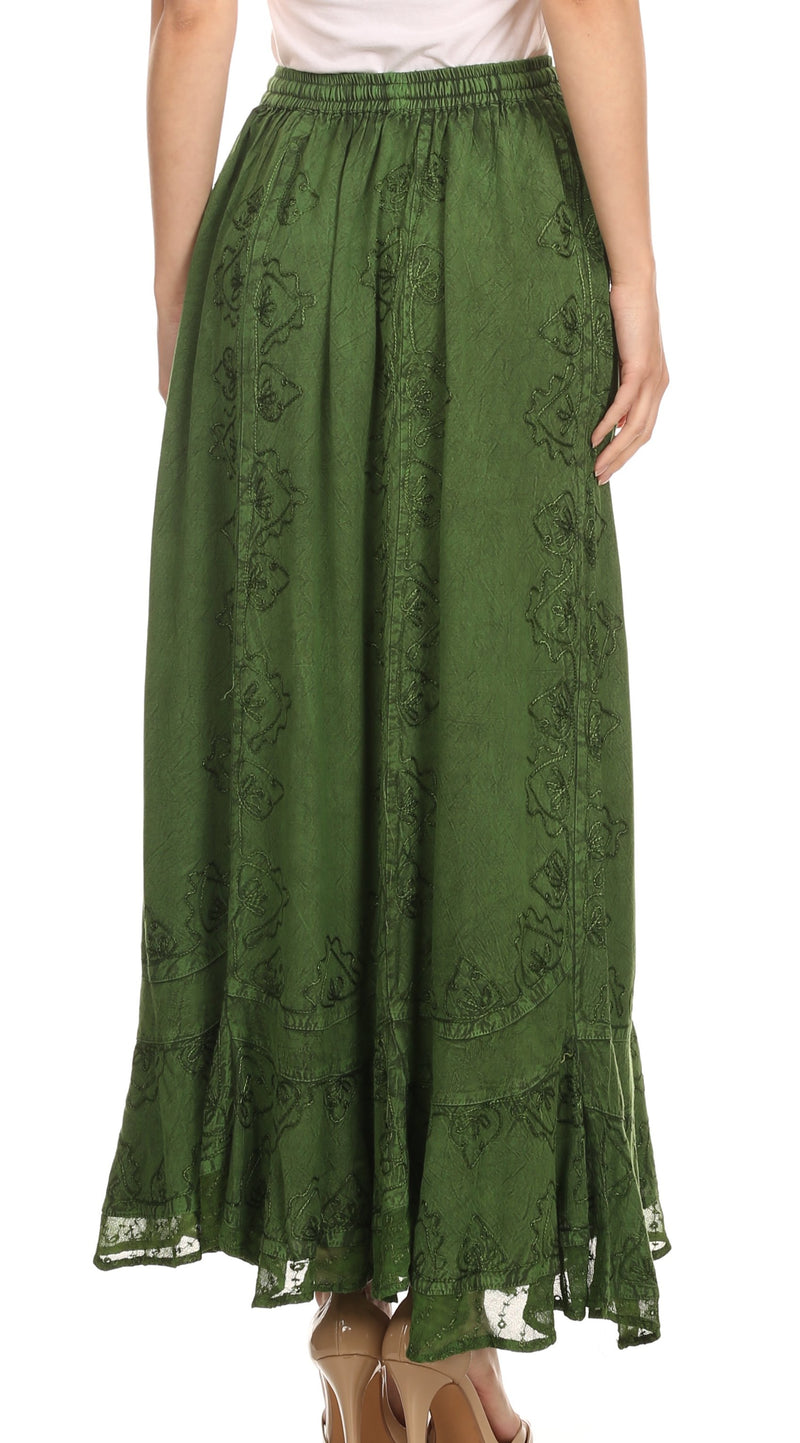Sakkas Jaclyn Adjustable Skirt With Lace Embroidered Trim And Detailed