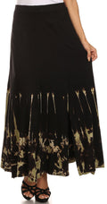 Sakkas Jax Double Slit Boho Tie Dye Skirt#color_BlackBeige