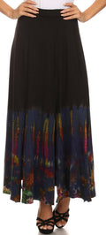 Sakkas Jax Double Slit Boho Tie Dye Skirt#color_BlackBlue